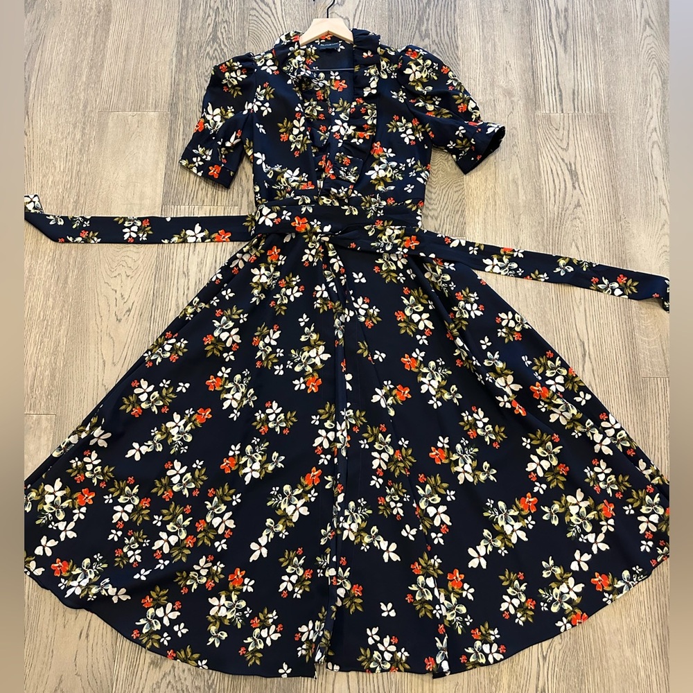 Jill Stuart Floral Dress - Navy, Red, White
